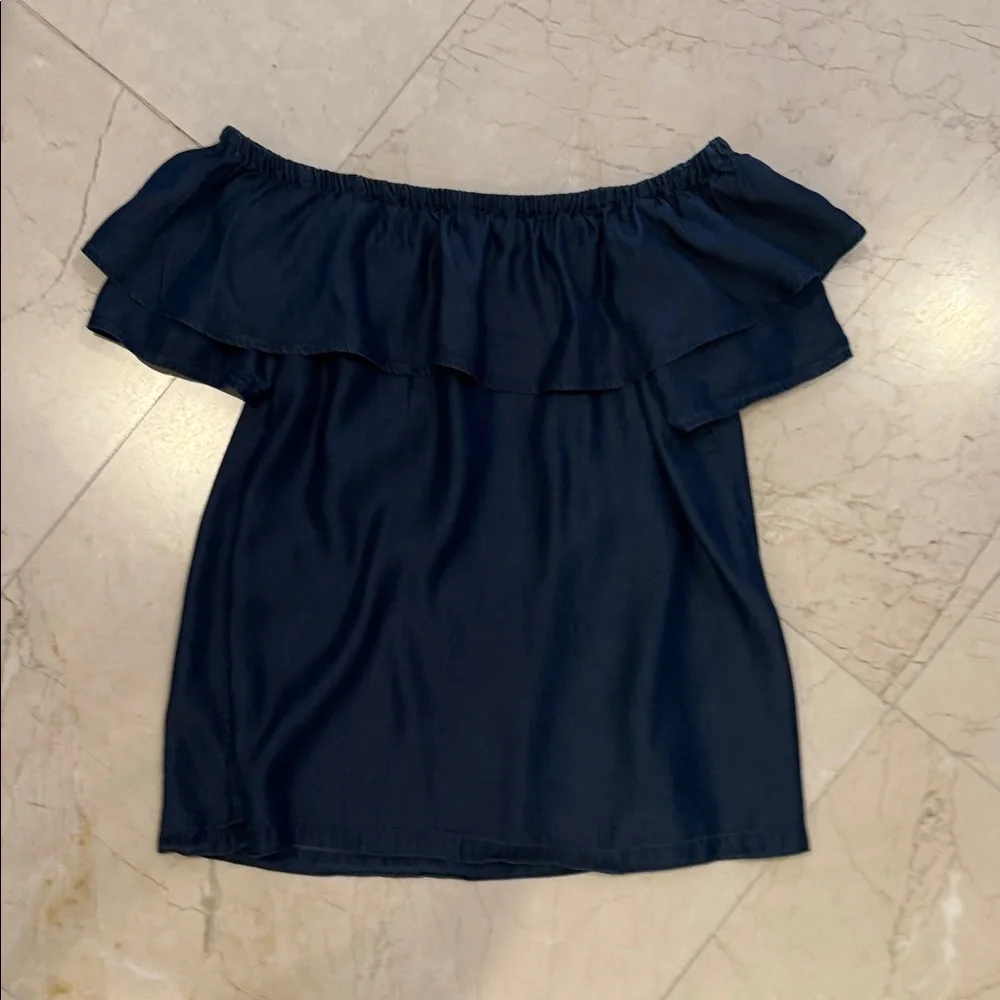 Halston Heritage Navy Ruffle Tube Top - Picture 6 of 11
